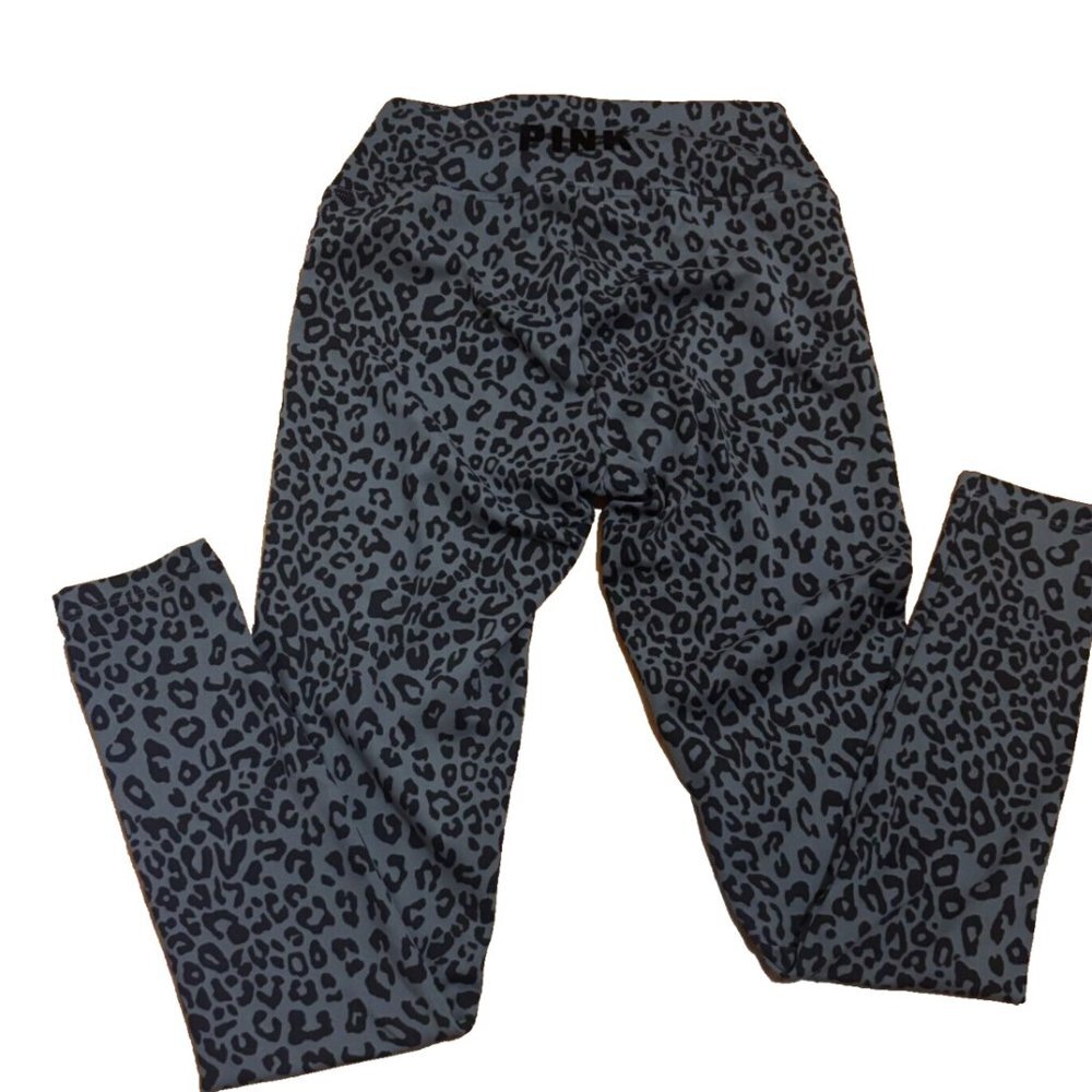 Victorias Secret PINK High Waist Full Length Ruched V Legging Small Leopard Gray - Picture 4 of 6
